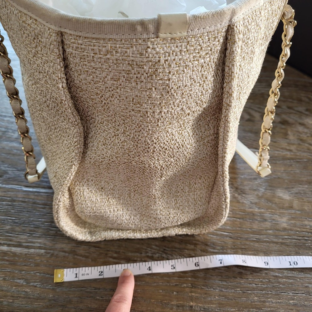 Chanel Lurex Boucle Small Deauville Tote Bag Ivory Gold 31 Rue Cambon 27202807 - Picture 7 of 16